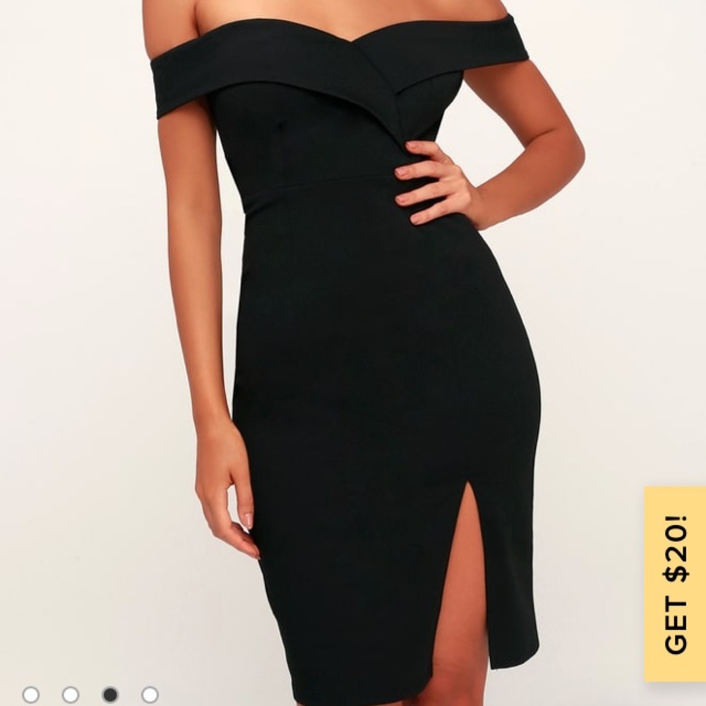 Classic Glam Black Off-the-Shoulder Bodycon Dress